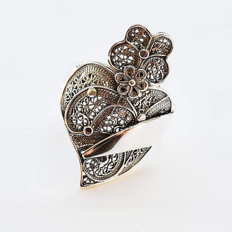 Bague en filigrane d'argent doré I Vente en ligne France Bague en filigrane "Coração de Viana" Argent
