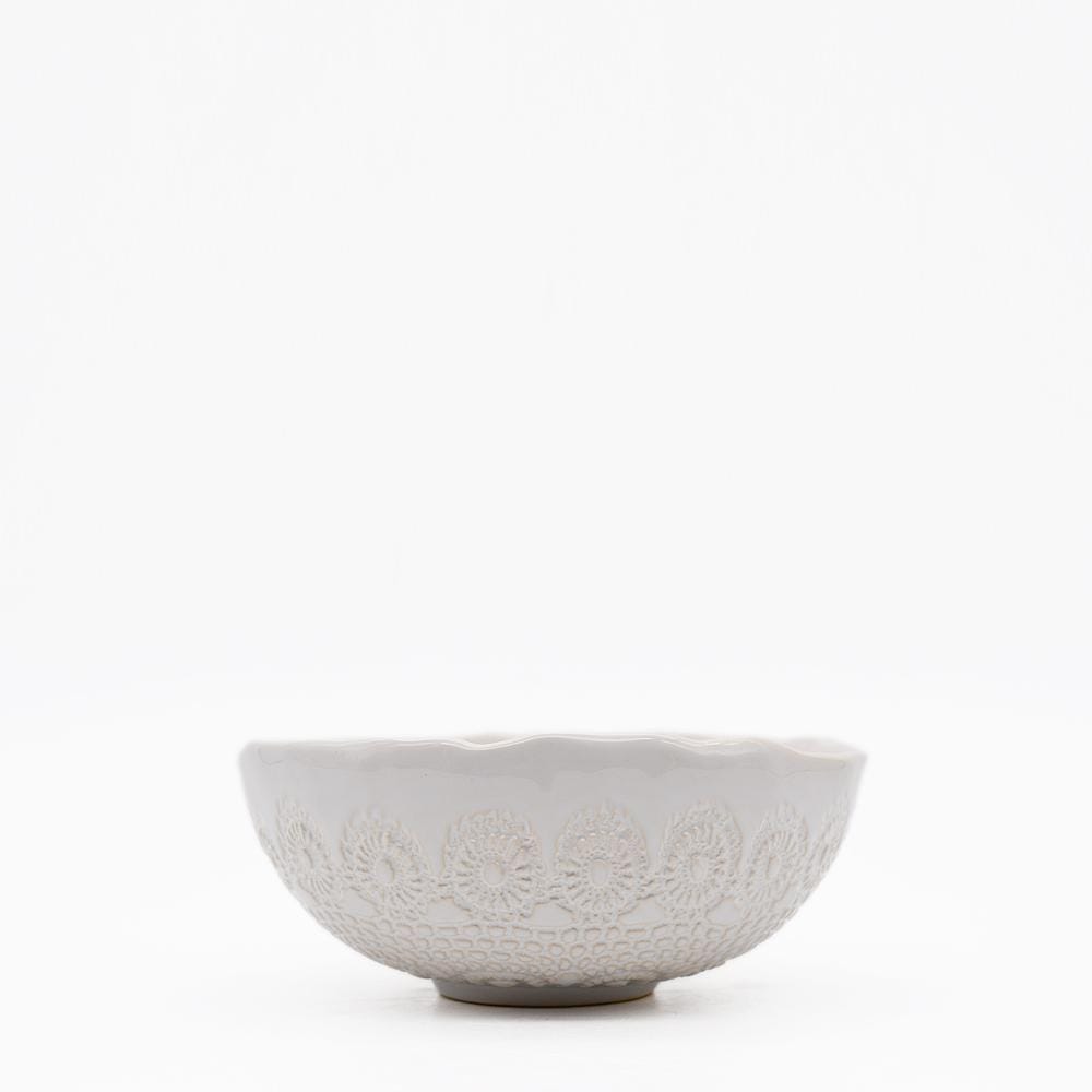 Bol en céramique blanc I Motifs dentelles portugaises Bol "Flores" blanc - 16 cm