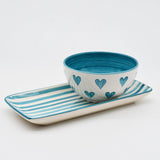 Bol en céramique portugaise I Vaisselle du Portugal en ligne Bol "Namorados" 15cm - Turquoise