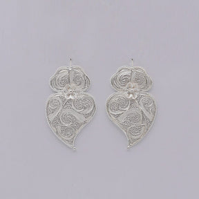 Boucles d'oreille Coeur de Viana en filigrane d'argent 6,5cm Coração de Viana I Boucles d'oreille en argent -  6,5cm