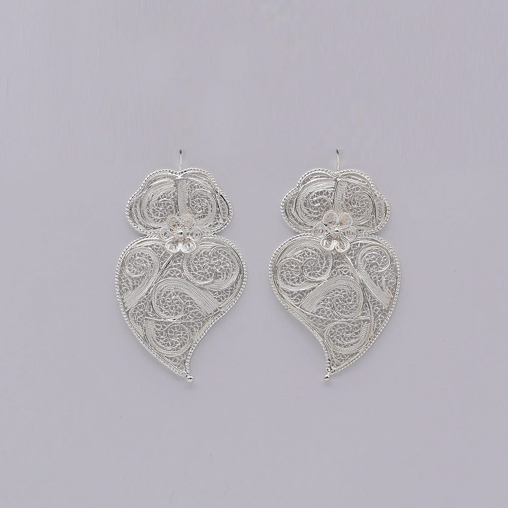 Boucles d'oreille Coeur de Viana en filigrane d'argent 6,5cm Coração de Viana I Boucles d'oreille en argent -  6,5cm