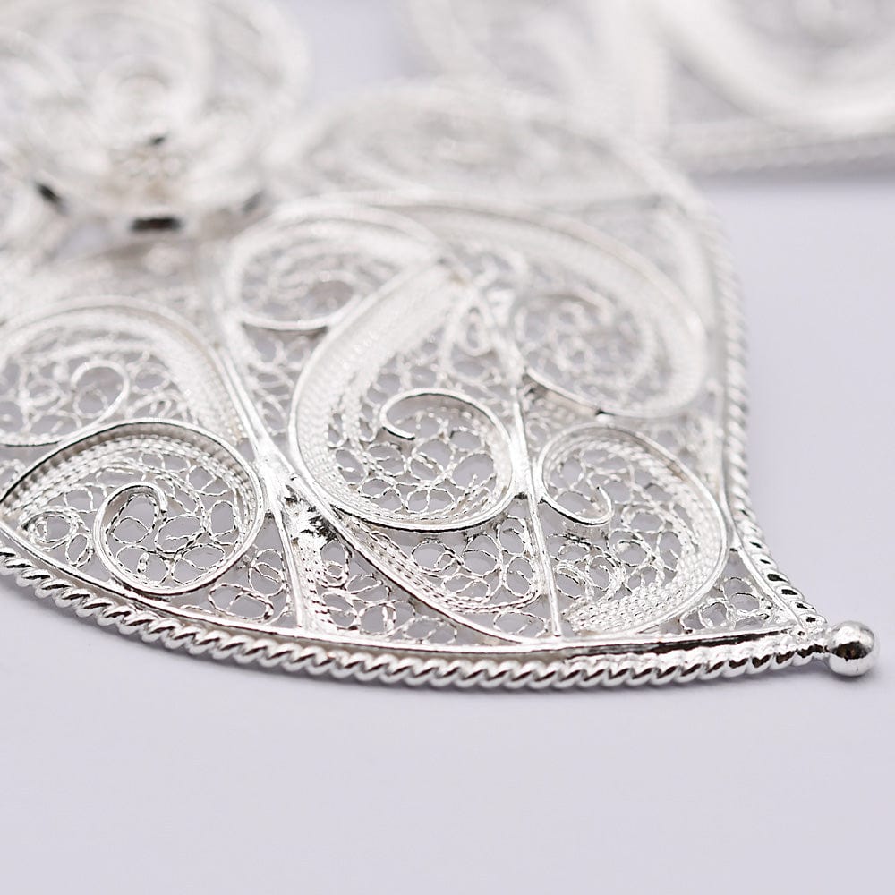Boucles d'oreille Coeur de Viana en filigrane d'argent 6,5cm Coração de Viana I Boucles d'oreille en argent -  6,5cm