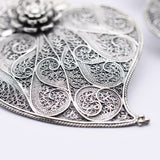 Boucles d'oreille Coeur de Viana en filigrane d'argent oxydé 6,5cm Coração de Viana I Boucles d'oreille en argent oxydé -  6,5cm