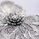 Boucles d'oreille Coeur de Viana en filigrane d'argent oxydé 6,5cm Coração de Viana I Boucles d'oreille en argent oxydé -  6,5cm