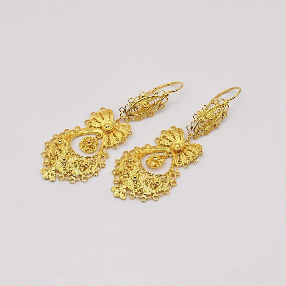 Brincos À Princesa I Gold plated Silver Filigree Earrings - 5.5 cm