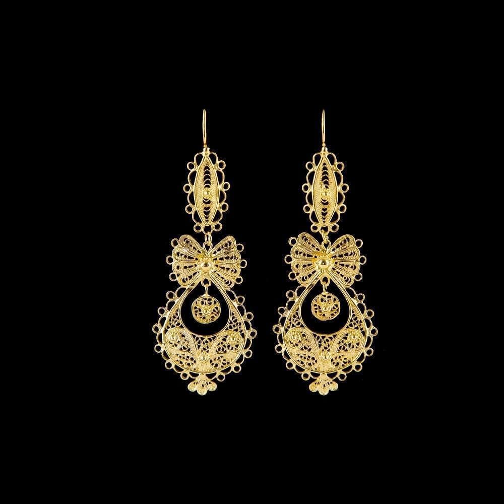 Brincos À Princesa I Gold plated Silver Filigree Earrings - 5.5 cm