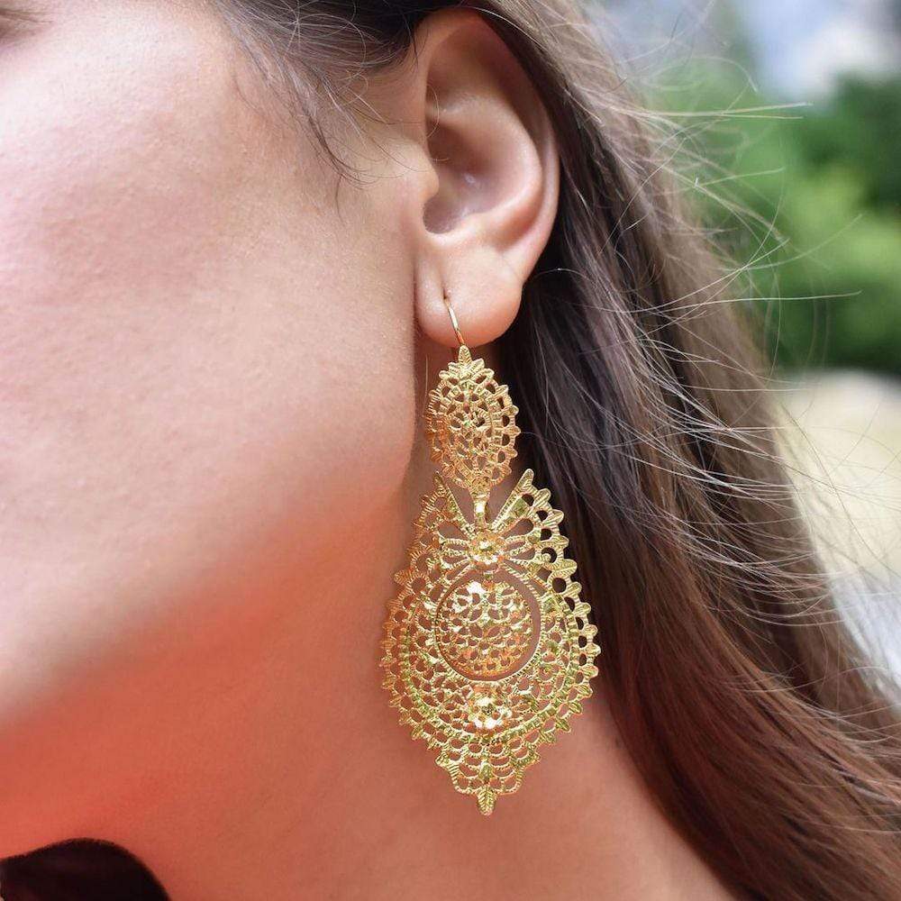 Boucles d'oreille de la Reine en argent doré I Bijoux portugais Boucles d'oreille de la Reine - Argent doré - 4,5cm
