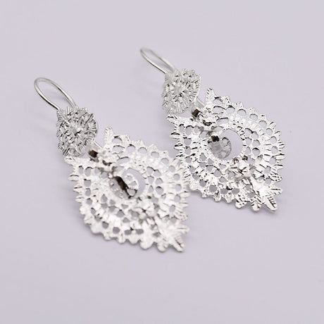 Boucles d'oreille de la Reine en argent I Bijoux portugais Brincos À Rainha I Boucles d'oreille en argent - 3.5cm