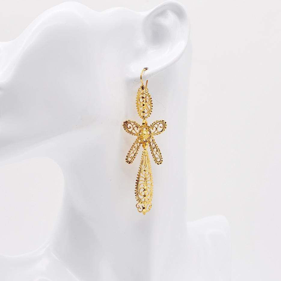 Brincos À Rei I God Plated Silver Filigree Earrings - 6.5 cm
