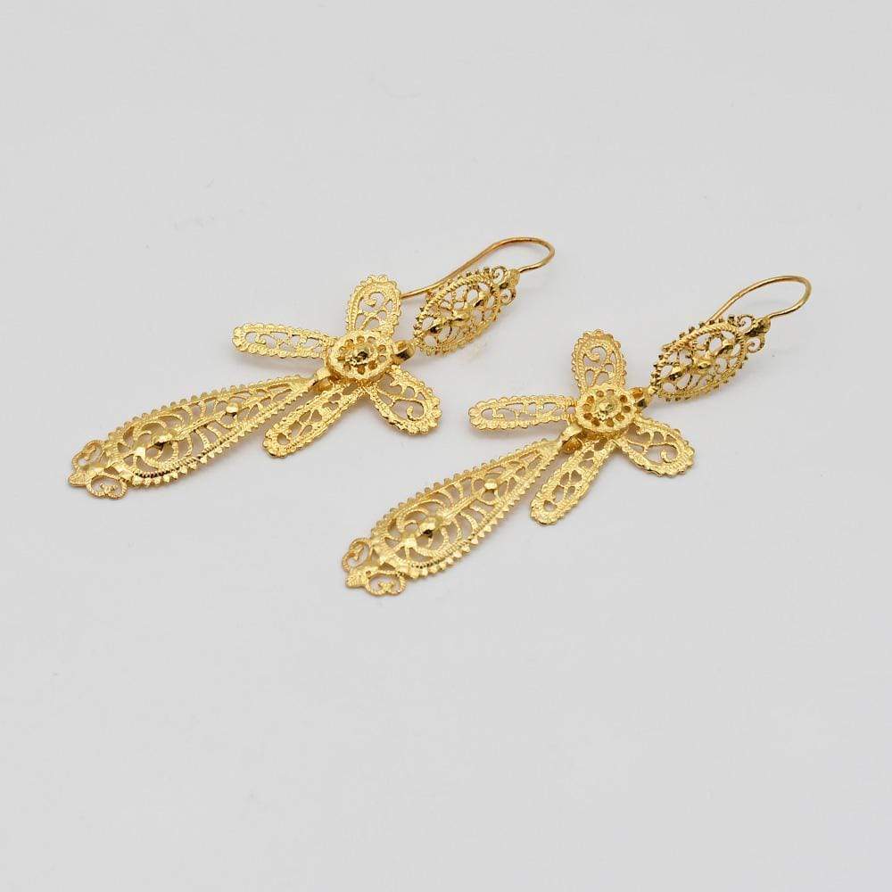 Brincos À Rei I God Plated Silver Filigree Earrings - 6.5 cm