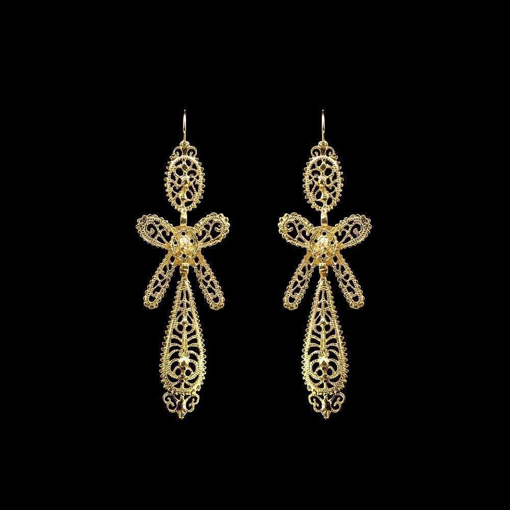 Brincos À Rei I God Plated Silver Filigree Earrings - 6.5 cm