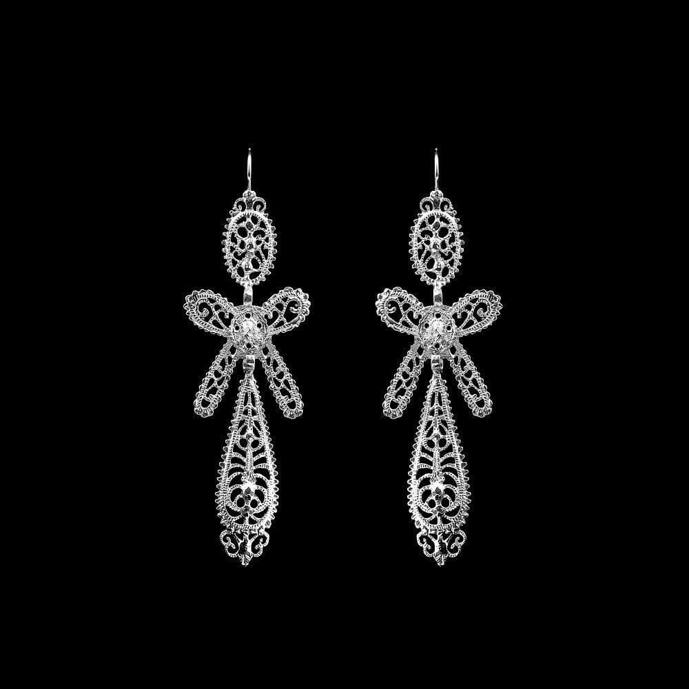 Brincos À Rei I Silver Filigree Earrings - 6.5 cm