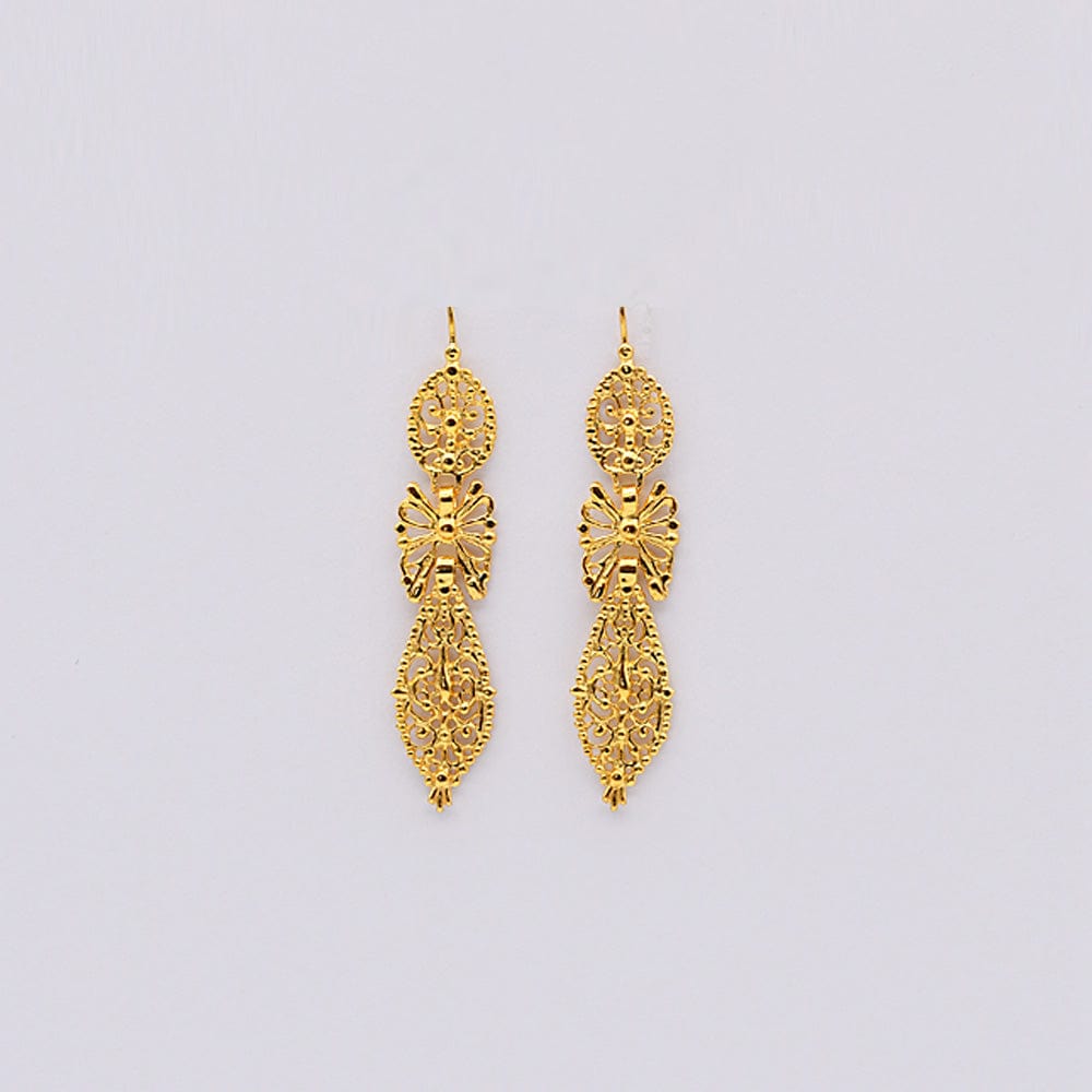 Boucles d'oreille du Roi en filigrane d'argent doré I Vente bijoux argent Brincos À Rei I Boucles d'oreille en argent doré - 6cm