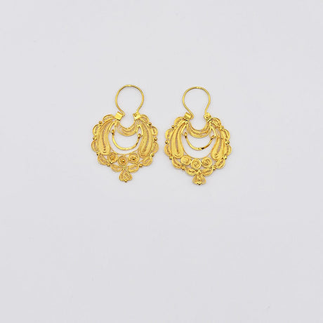 Boucles d'oreille en filigrane d'argent doré I Vente de bijoux argent Boucles d'oreille en argent doré - 4cm