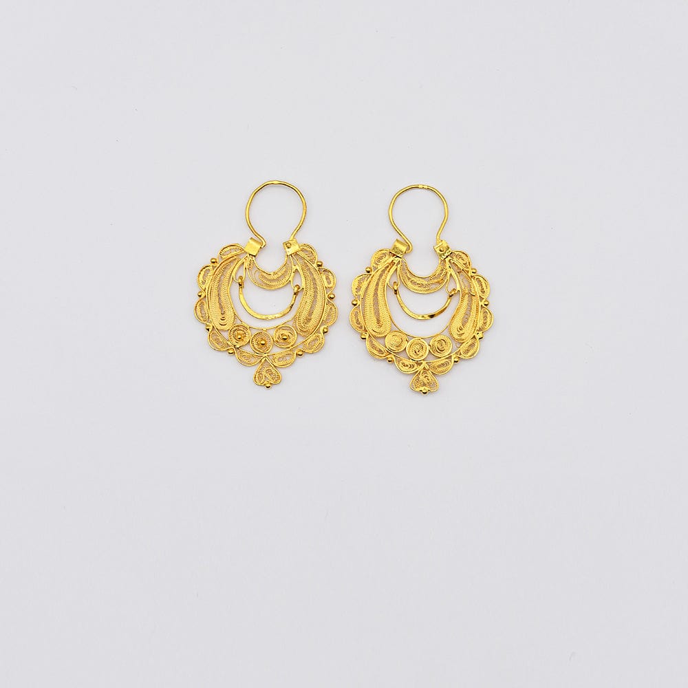 Boucles d'oreille en filigrane d'argent doré I Vente de bijoux argent Boucles d'oreille en argent doré - 4cm