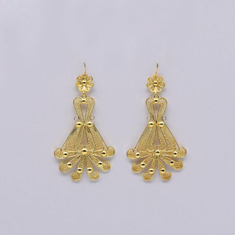 Boucles d'oreille en filigrane d'argent doré I Vente de bijoux argent Boucles d'oreille en filigrane d'argent doré - 6.5cm