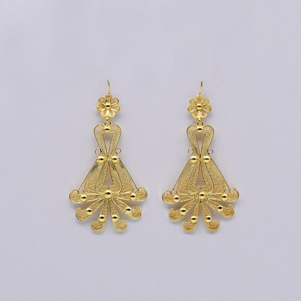 Boucles d'oreille en filigrane d'argent doré I Vente de bijoux argent Boucles d'oreille en filigrane d'argent doré - 6.5cm