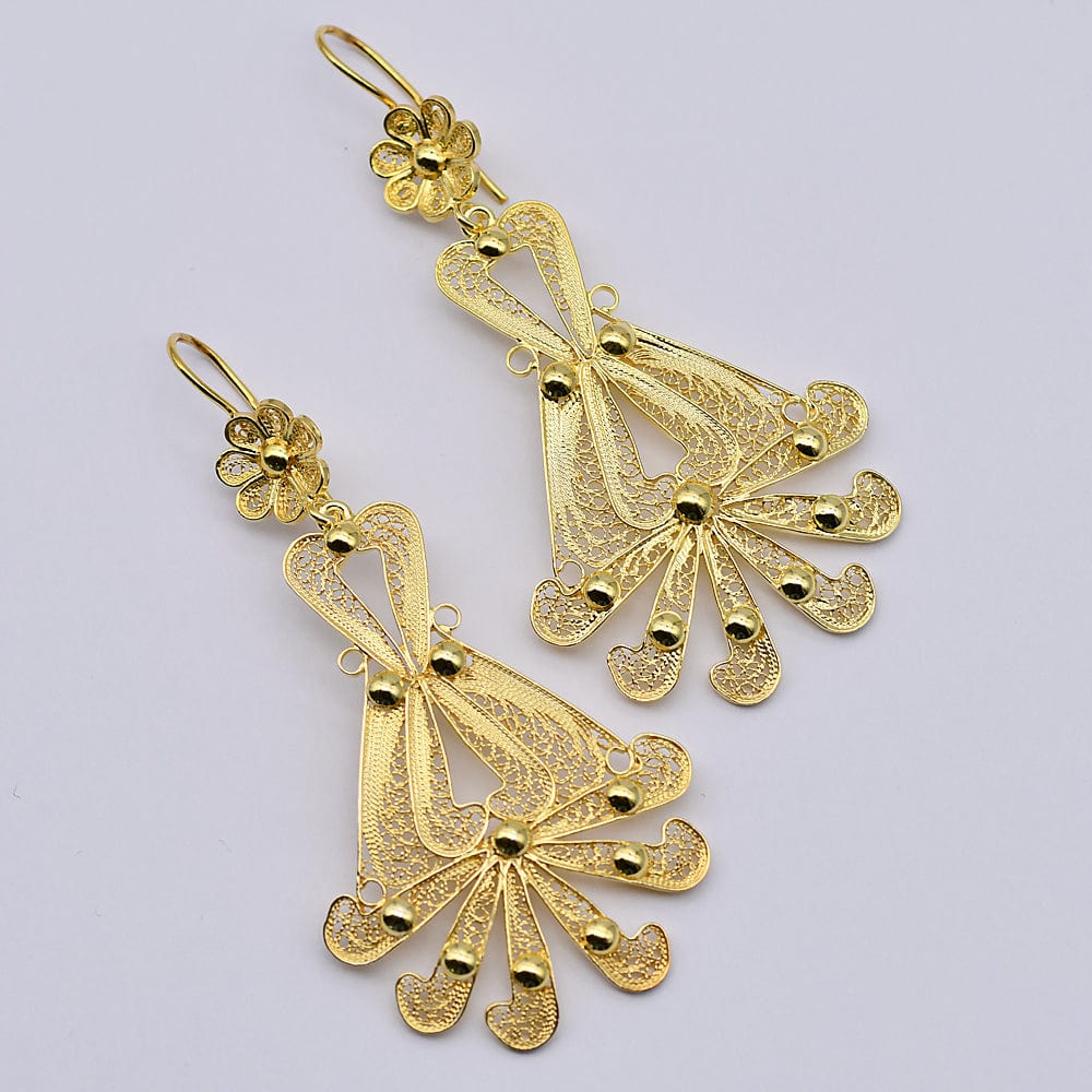 Boucles d'oreille en filigrane d'argent doré I Vente de bijoux argent Boucles d'oreille en filigrane d'argent doré - 6.5cm