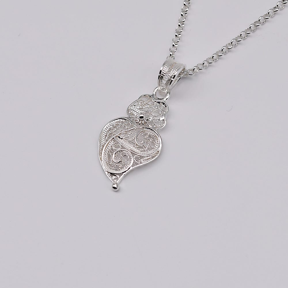 Boucles d'oreille en filigrane d'argent doré I Vente de bijoux argent #Coração de Viana I Pendentif en argent - 3cm