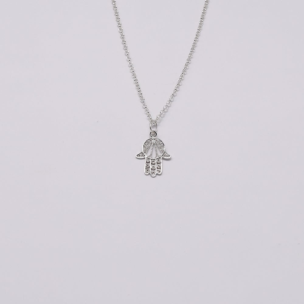 Pendentif Main De Fatma En Argent Massif 925 Rhodié - 16 Mm, Filigrane, Neuf Avec étiquettes, Unisexe