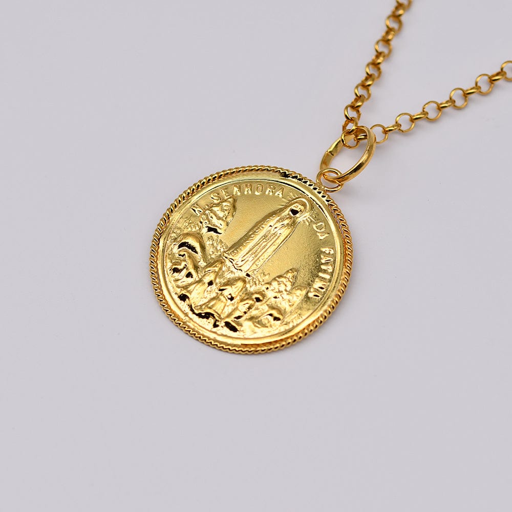 Boucles d'oreille en filigrane d'argent doré I Vente de bijoux argent #Nossa Senhora de Fátima I Pendentif en argent doré - 2cm