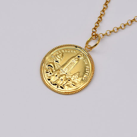 Boucles d'oreille en filigrane d'argent doré I Vente de bijoux argent #Nossa Senhora de Fátima I Pendentif en argent doré - 2cm