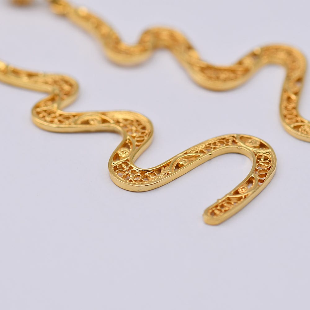 Boucles d'oreille en filigrane d'argent doré I Vente de bijoux argent Serpente I Boucles d'oreille en argent doré - 6cm