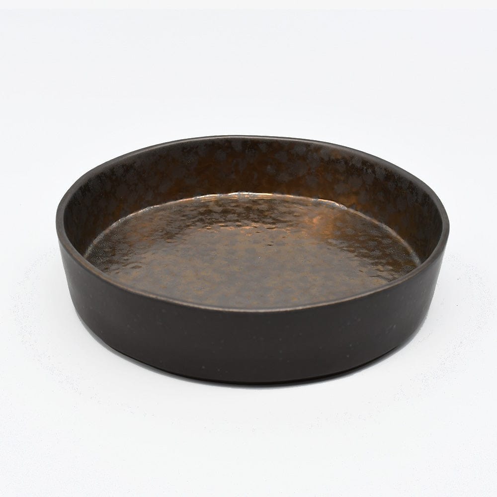 Centre de table en grès 27cm I Vaisselle portugaise Plat en grès bronze "Lagoa"- 20cm