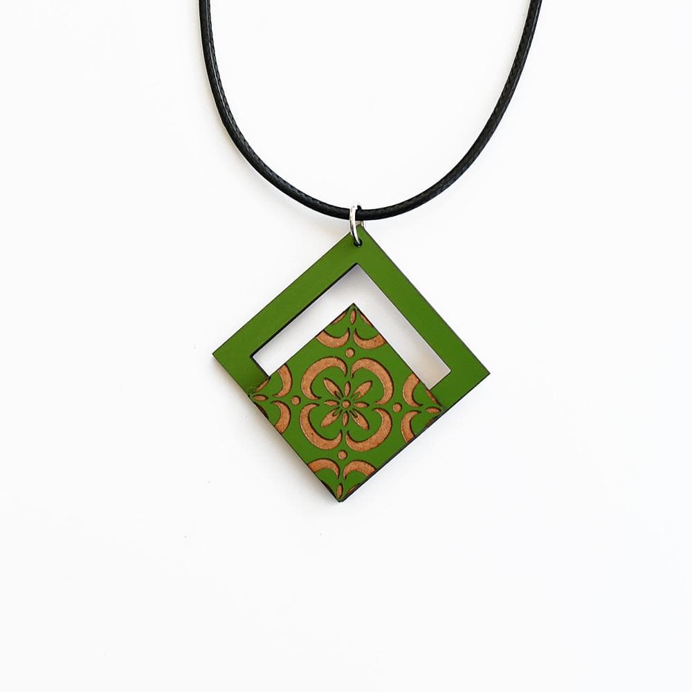 Collier à pendentif Azulejos vert I Bijoux fantaisie portugais Collier "Azulejos" - Vert #1