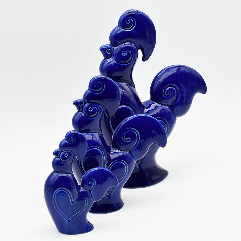 Coq en céramique bleu Cobalt I Produit artisanal du Portugal Coq en céramique - Bleu
