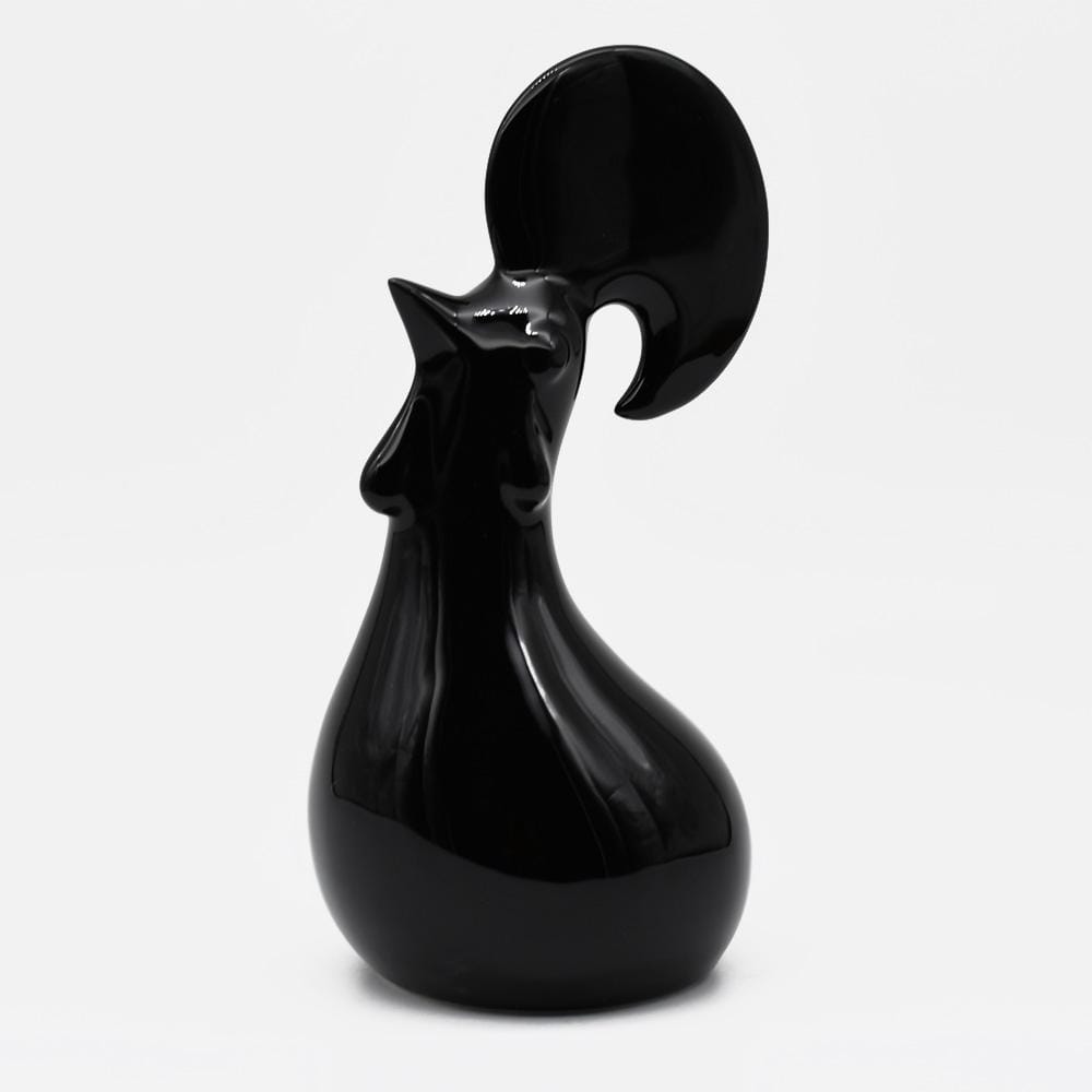 Coq en céramique noir I Produit artisanal du Portugal Coq en céramique noir mate