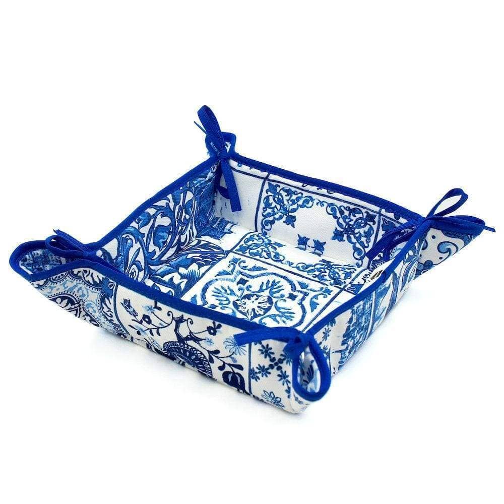 Corbeille à pain en tissu I Produit portugais Corbeille à pain pliable"Azulejos"