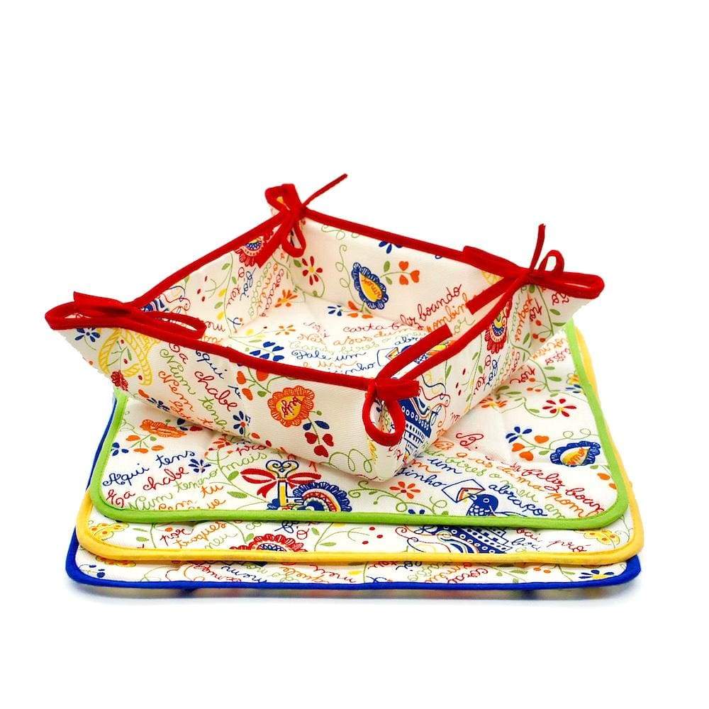 Panier à Pain En Coton 19x19 Cm - Porte-Pain De Table Avec Motifs - Réutilisable Lavable - Pour Maison Et Restaurant
