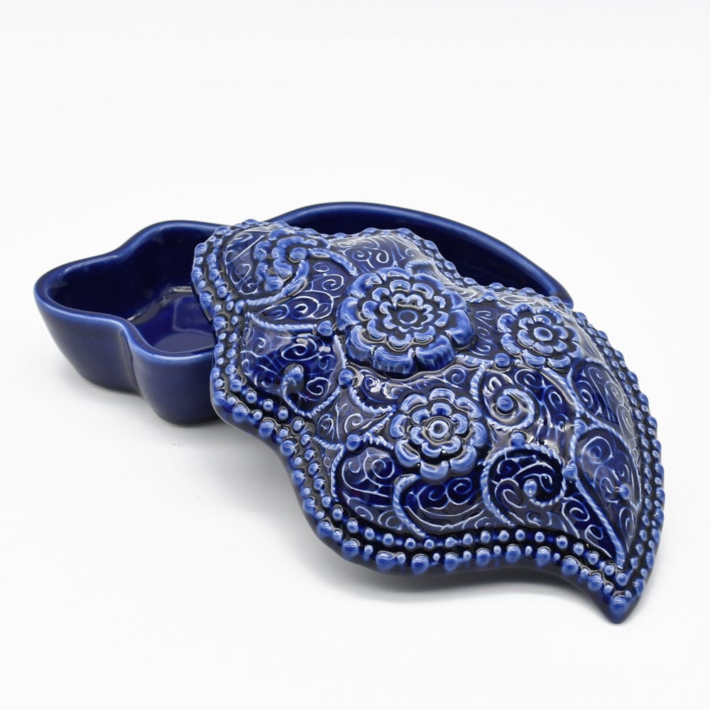 Coupe en céramique en forme de de figuier I Céramique portugaise #Boite en céramique "Coração de Viana" - Bleue