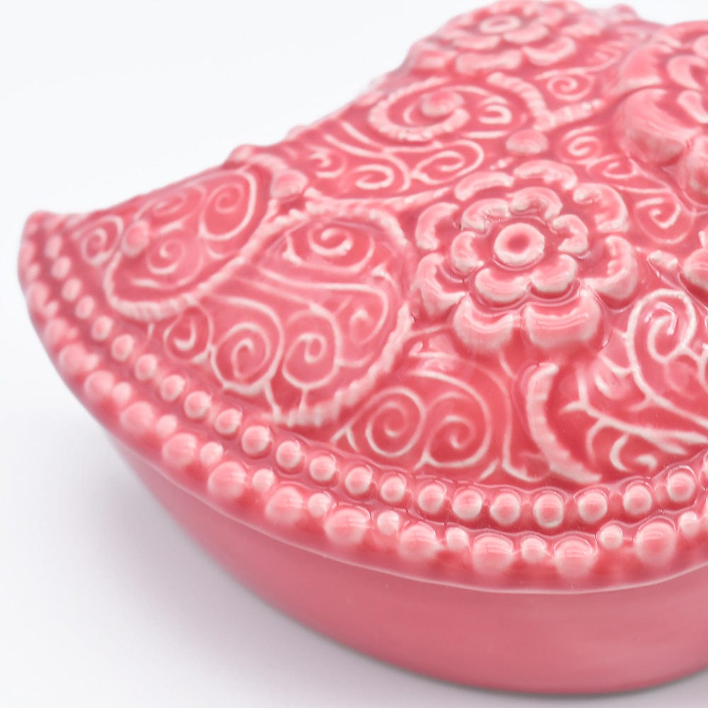 Coupe en céramique en forme de de figuier I Céramique portugaise #Boite en céramique "Coração de Viana" - Rose
