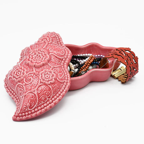 Coupe en céramique en forme de de figuier I Céramique portugaise #DRAFT Boite en céramique "Coração de Viana" - Rose