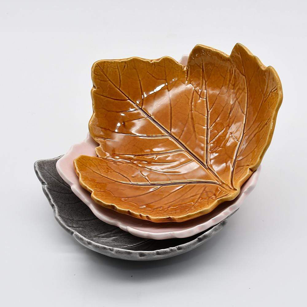 Coupe en céramique en forme de feuille I Céramique portugaise Coupe en céramique "Manteiga" - Grise