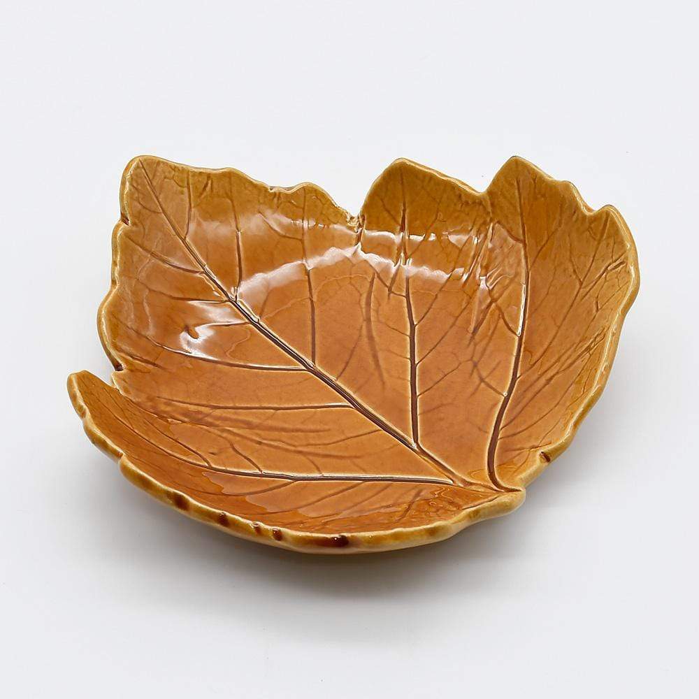 Coupe en céramique en forme de feuille I Céramique portugaise Coupe en céramique "Manteiga" - Marron