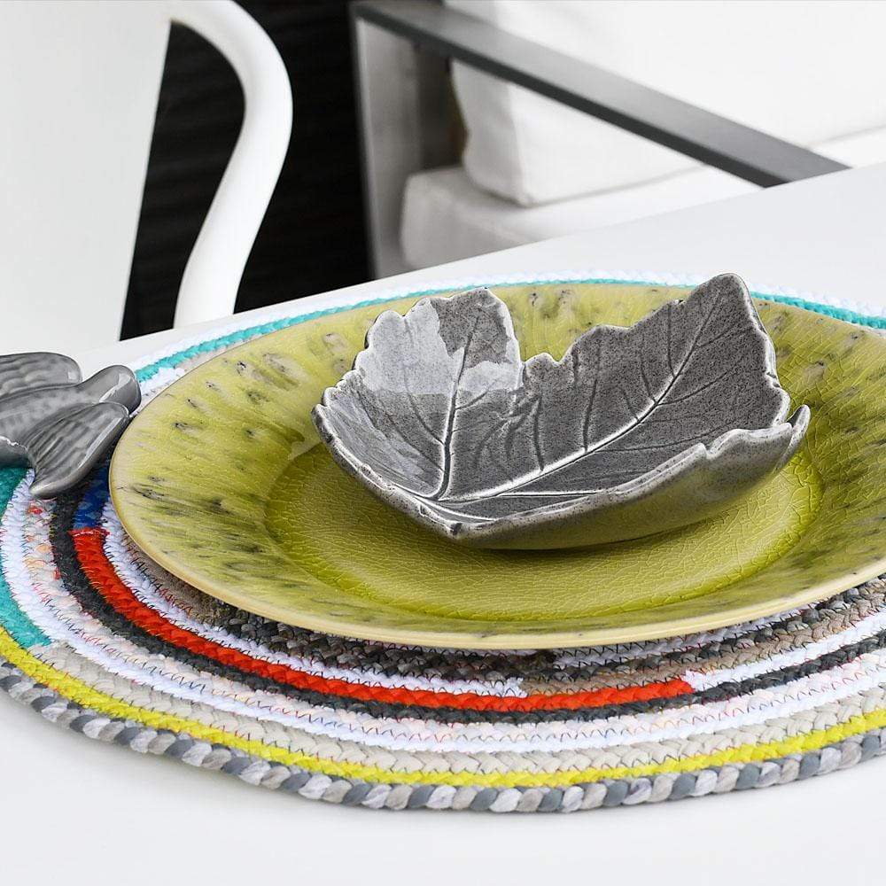Coupe en céramique en forme de feuille I Céramique portugaise Coupe en céramique "Platano" - Grise