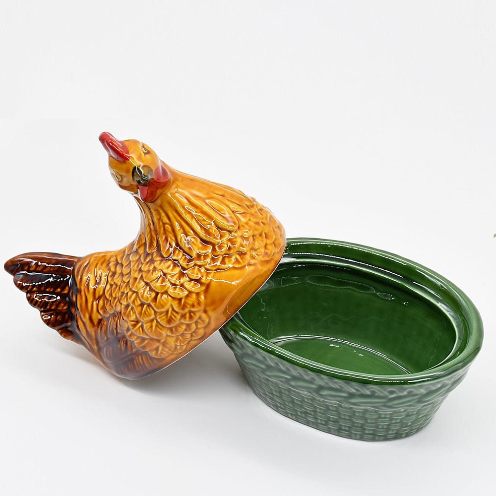 Coupe portugaise bleue cobalt en forme de coquillage #A Terrine en céramique "Galinha"