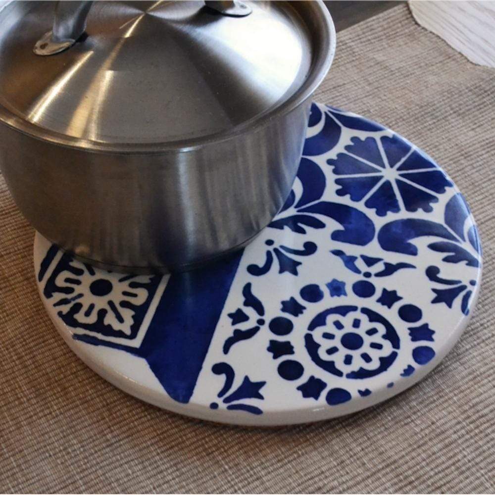 Dessous de plat en faïence bleue Azulejo du Portugal I Vente en ligne Dessous de plat en céramique et liège "Azulejos"