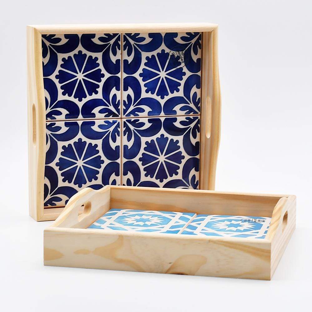 Dessous de plat en faïence bleue Azulejo du Portugal I Vente en ligne Plateau "Azulejos" - Turquoise