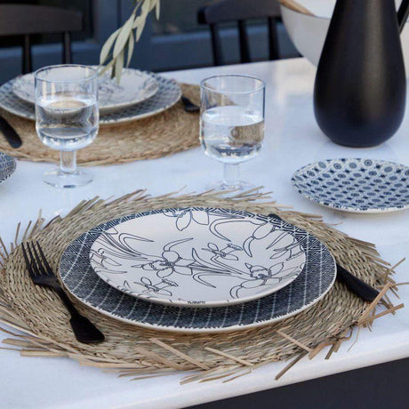 Ensemble de 4 assiettes en grès au motifs floraux Assiettes en grès "Flores" - 21cm