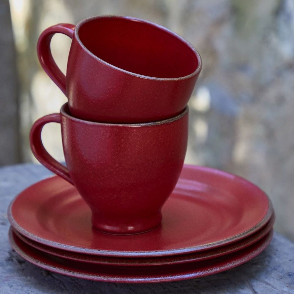Ensemble de 4 mugs en grès I Service Eléments I Vente en ligne Mug en grès en grés "Positano" - Rouge