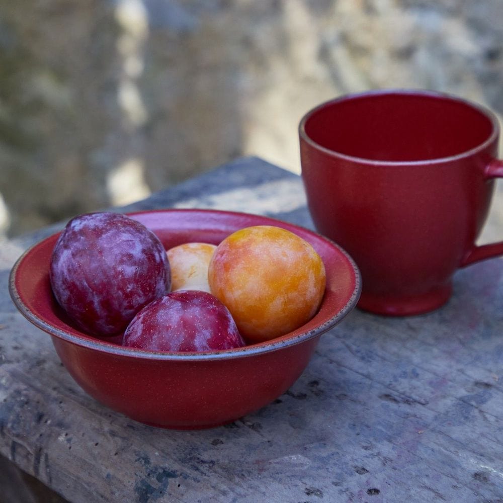 Ensemble de 4 mugs en grès I Service Eléments I Vente en ligne Mug en grès en grés "Positano" - Rouge