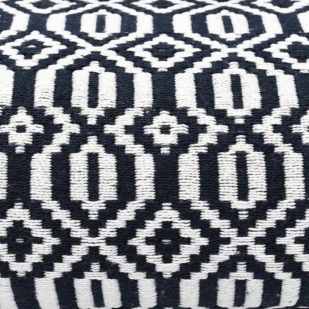 Grand plaid en coton blanc et noir tissé au Portugal Plaid en coton "Hexa" 210X140 - Noir