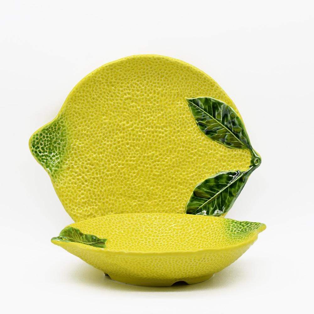 Grand plat en forme de citron I Vaisselle artisanale du Portugal Assiette en céramique "Limāo" - 24cm
