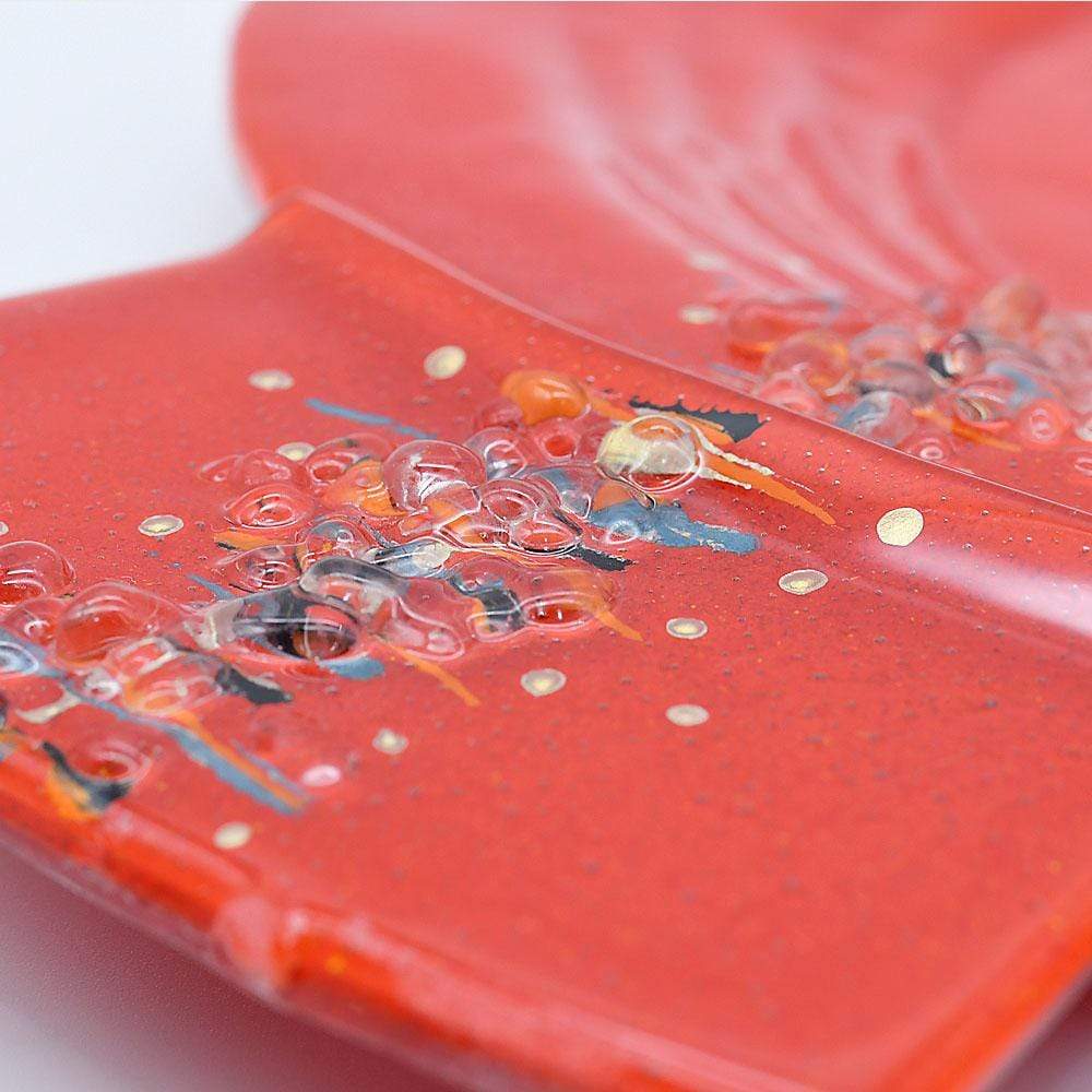 Grande assiette ou plat en verre rouge I Artisanat portugais Assiette ou plat en verre "Marinha Grande" 38cm - Rouge