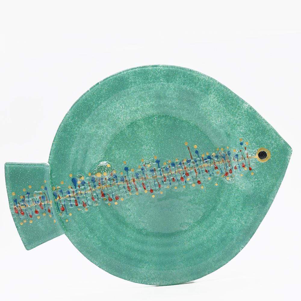 Grande assiette ou plat en verre vert I Artisanat portugais Assiette ou plat en verre "Marinha Grande" 38cm - Verte