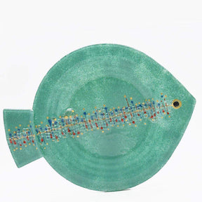 Grande assiette ou plat en verre vert I Artisanat portugais Assiette ou plat en verre "Marinha Grande" 38cm - Verte